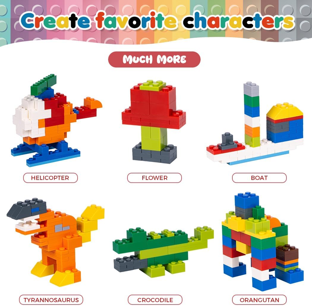 Lekebaby Classic 604 Pieces Building Bricks Kit Basic Brick Set for Kids Creative Play, Compatible with All Major Brands, Educational Toy for Boys Girls 6 Years Old and Up
