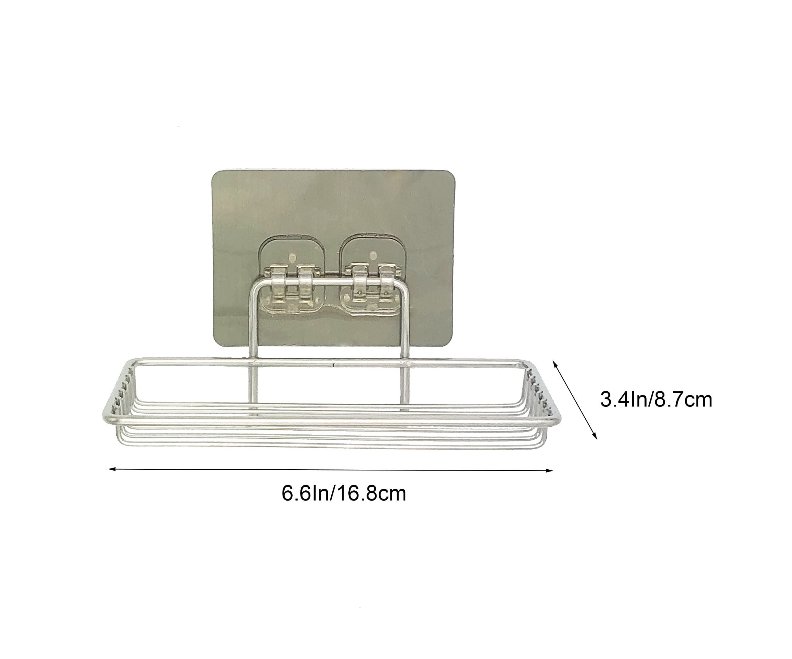 2 Pack Adhesive Soap Holder, Stainless Steel Soap Dish, Self Adhesive Soap Rack for Bathroom, Shower, Kitchen (1 Tier)