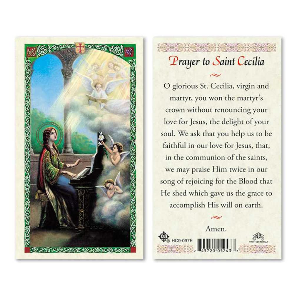 St. Cecilia Laminated Prayer Cards - Pack of 25 - HC9-097E