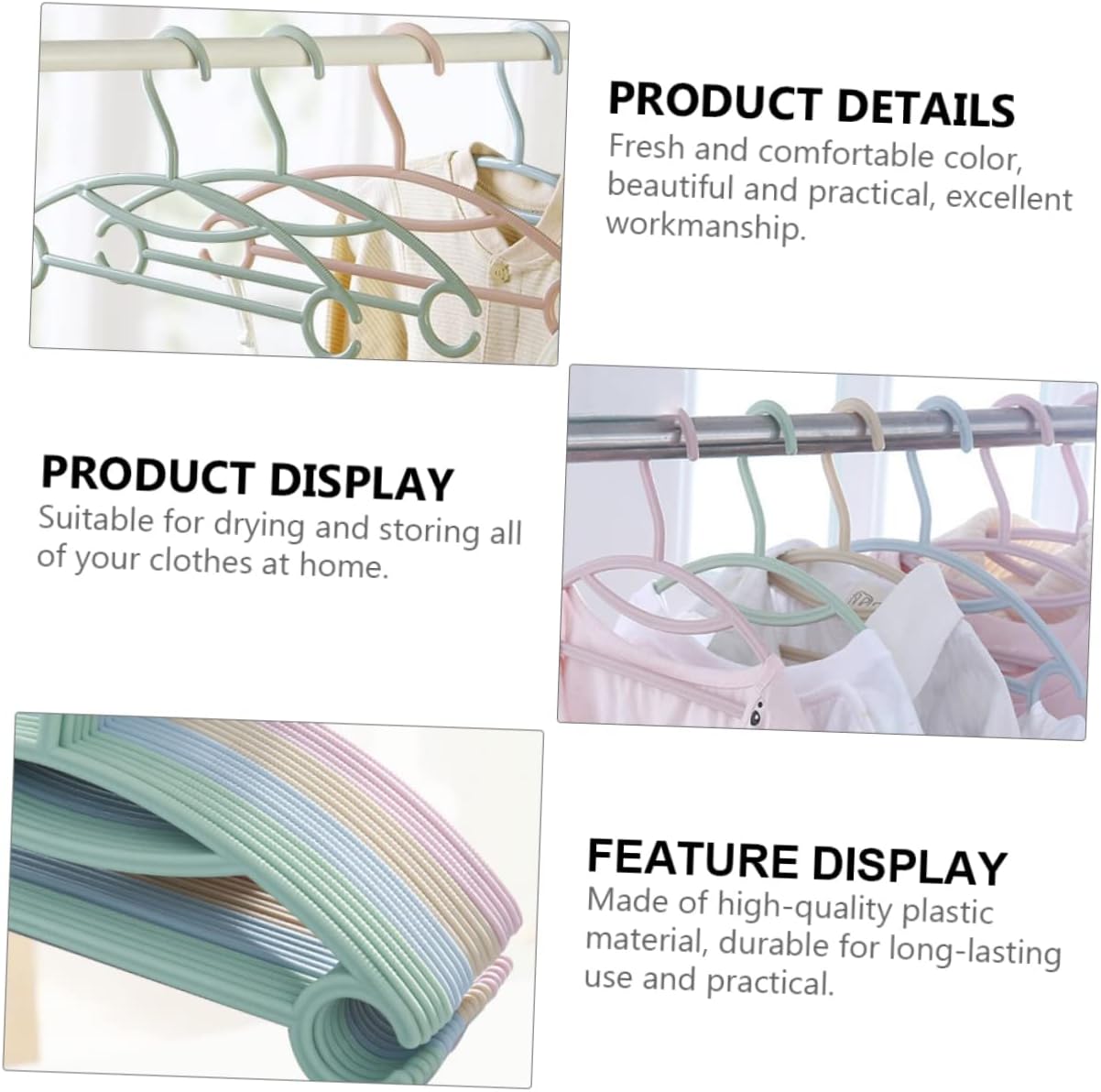 20pcs Non-Slip Clothes Hanger Plastic Closet Organizer for Boy Girl Lightweight Design Green Blue Pink for Nursery and Boy Girl's Clothing