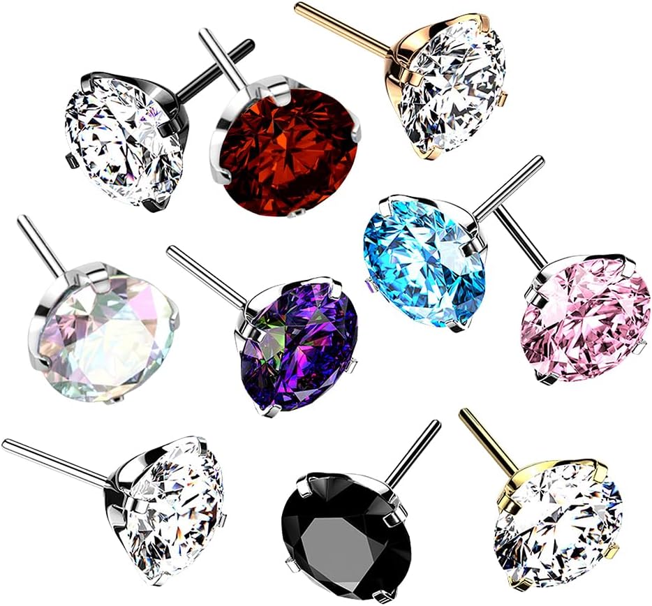 F136 Implant Grade Titanium Threadless Push In Prong Set CZ Top for Threadless Posts
