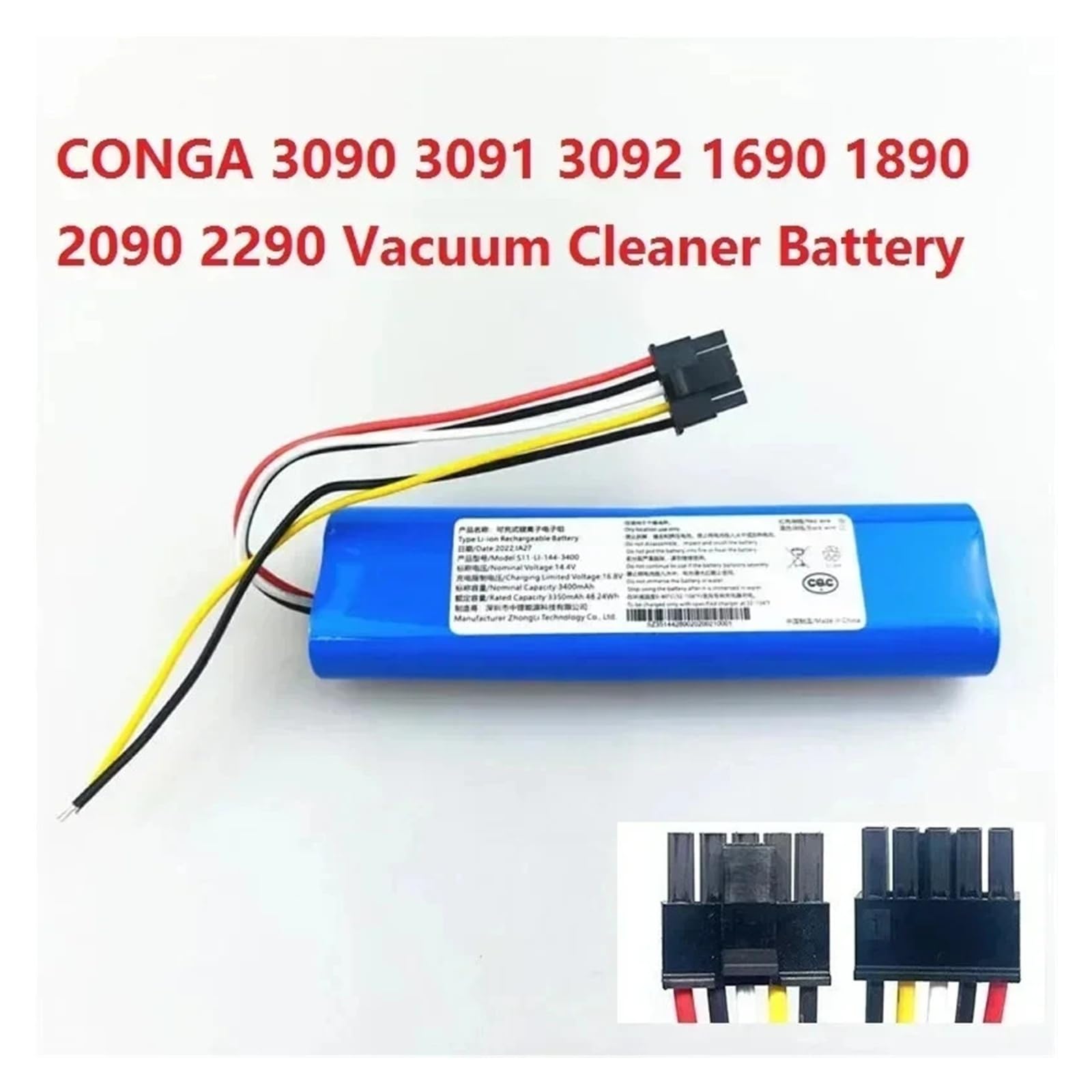Batteria Di Ricambio 14.4V 3500mAh Per Robot Aspirapolvere Cecotec Conga 3090, 3091, 3092, 1690, 1890, 2090 | Alta Capacità E Lunga Durata