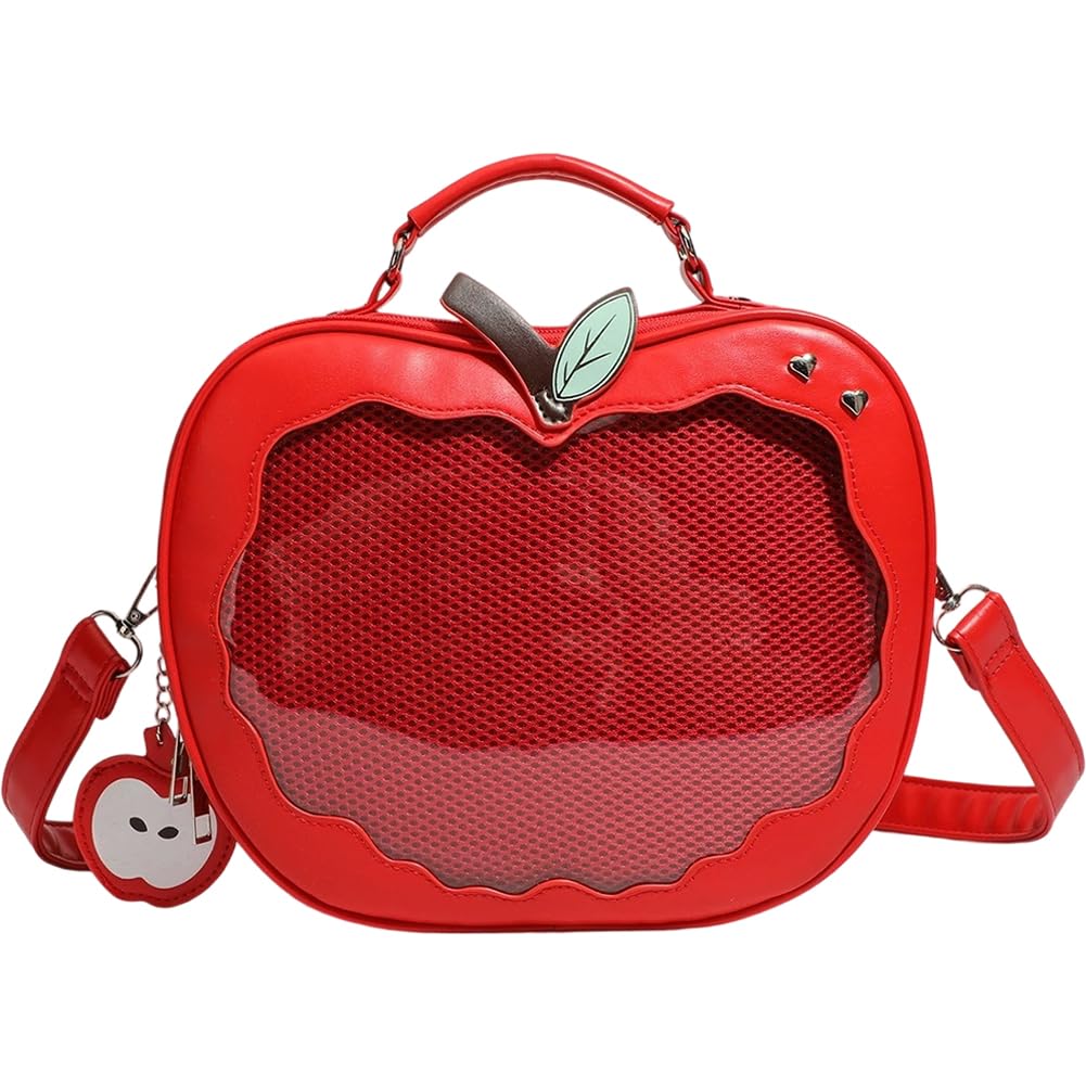 Jabłka kształt Ita torba ekspozycyjna torba crossbody plecak ze skóry PU urocza torebka crossbody wyświetlacz przezroczysta torba na ramię Y2k urocza torebka