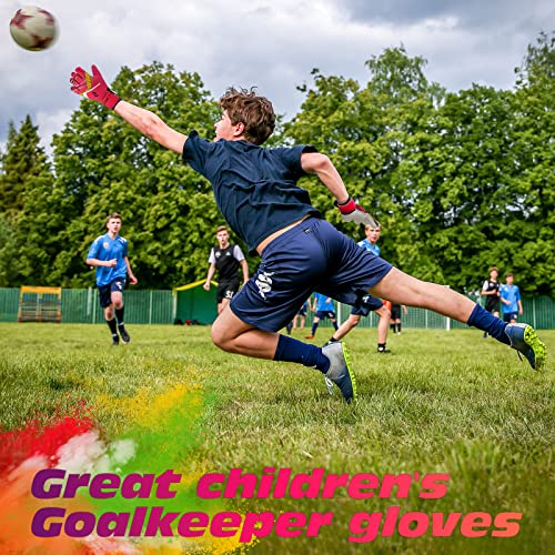 Sportout Kids Goalkeeper Gloves, Soccer Gloves With Double Wrist Protection And Non-Slip Wear Resistant Latex Material To Give Protection To Prevent Injuries (Red, 6) #TOP4