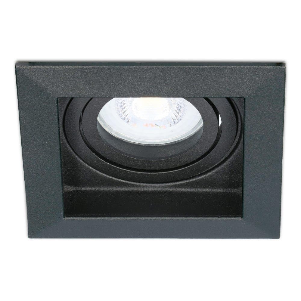 HOFTRONIC - Fresno - 6er LED Einbaustrahler Eckig Schwarz - GU10 4000K Neutralweiß - Schwenkbar Dimmbar - 4 Watt 345 Lumen - Deckenstrahler für Wohnnzimmer, Schlafzimmer und Küche