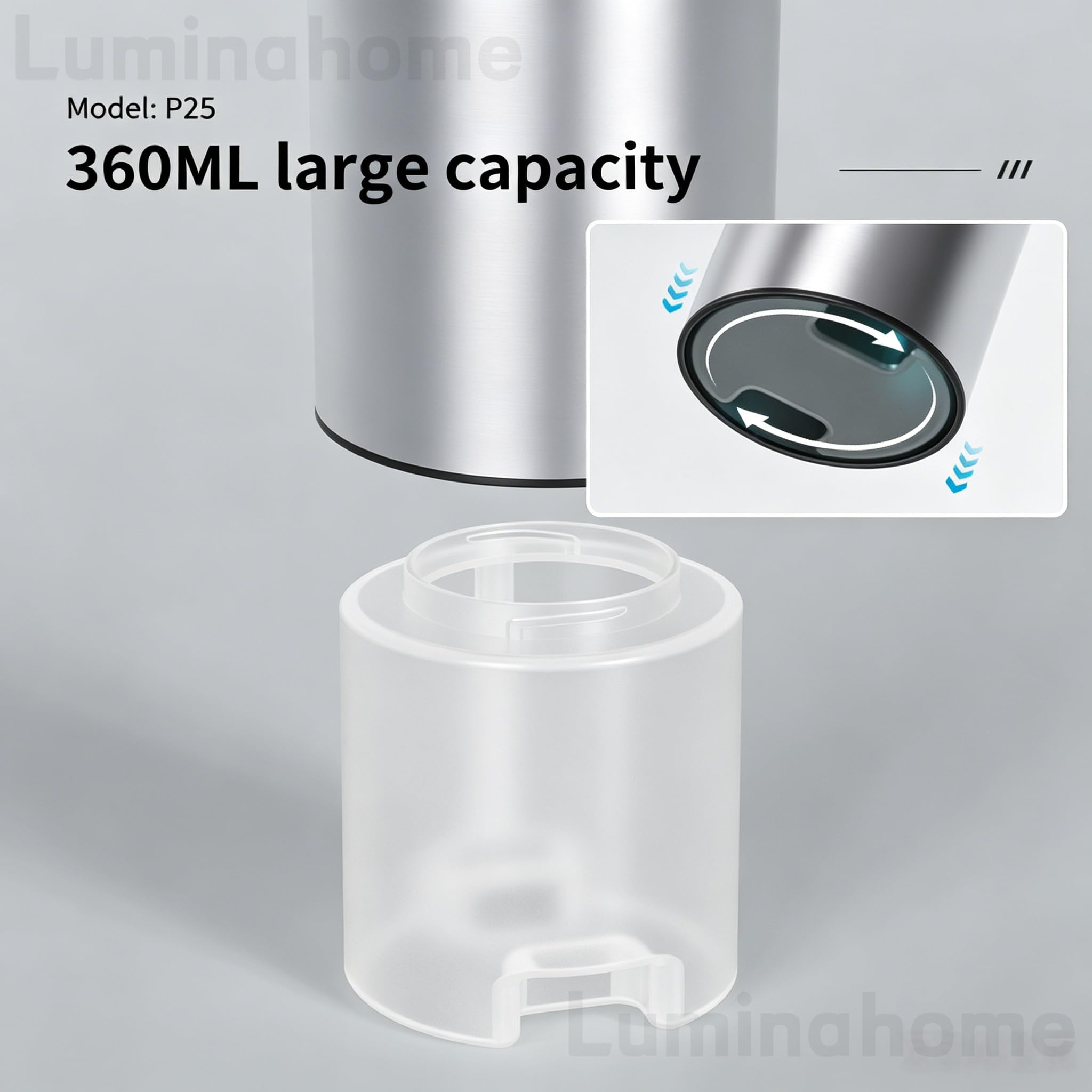 Dispensador automático de jabón, dispensador de líquido manos libres de acero inoxidable para cocina y baño, diseño moderno, fácil de rellenar, funcionamiento sin contacto