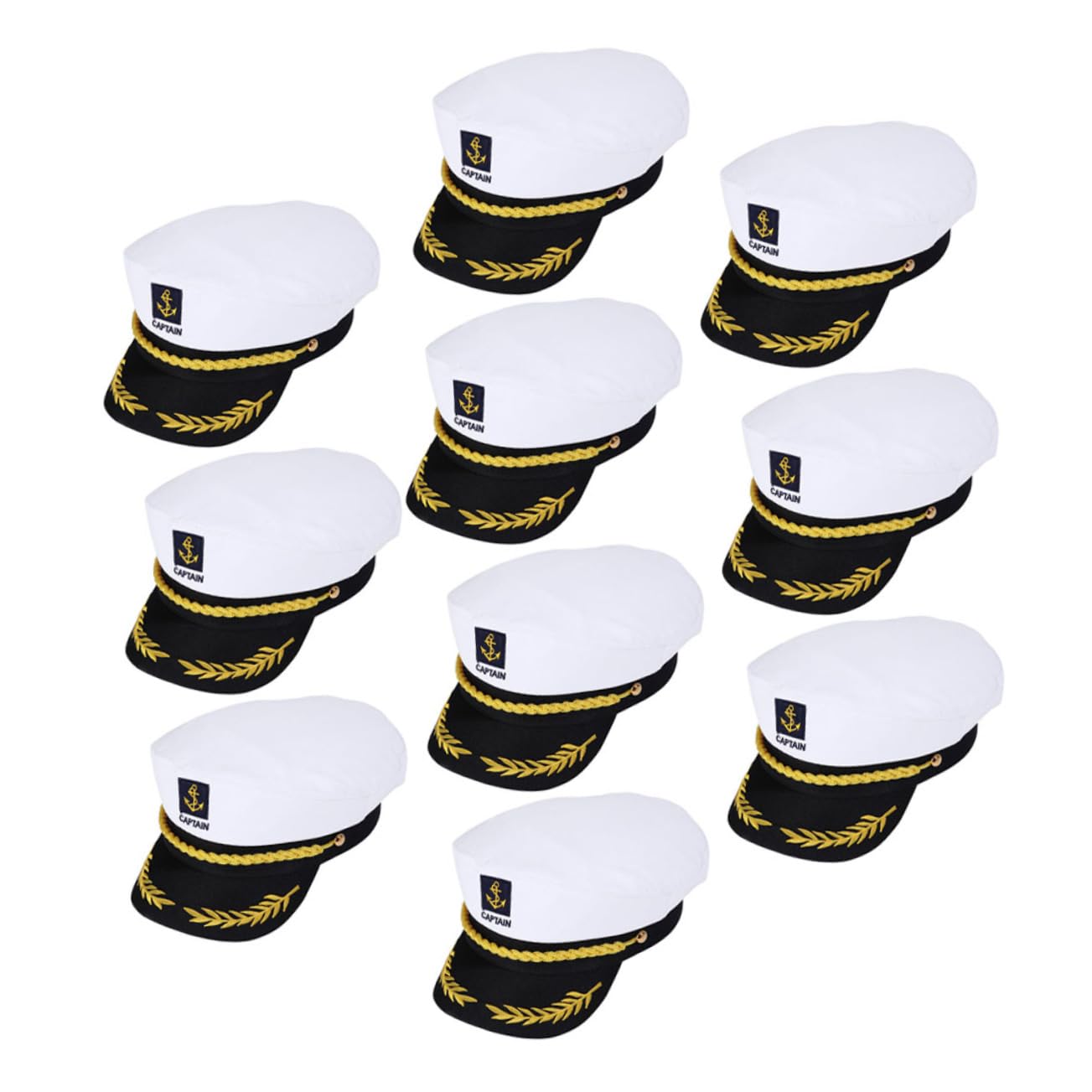 Holibanna Sombreros de Capitán Bordados para Cosplay, Adultos, Talla Única, Color Claro, Accesorios para Disfraces de Fiesta y Eventos Temáticos, Pack de 20 Piezas
