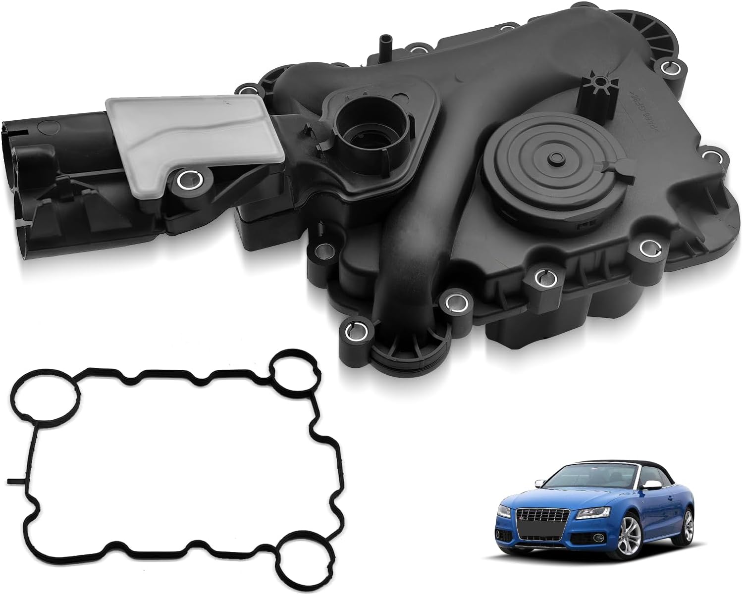 06E103547S Engine Crankcase Vent Valve Oil Separator Compatible for Audi Q5 2013-2017 3.0L, A5 S5 2012-2017 3.0L, A4 2013-2015 3.0L, 06E103547AH 06E103547C 06E103547F 06E103547H 06E103547Q