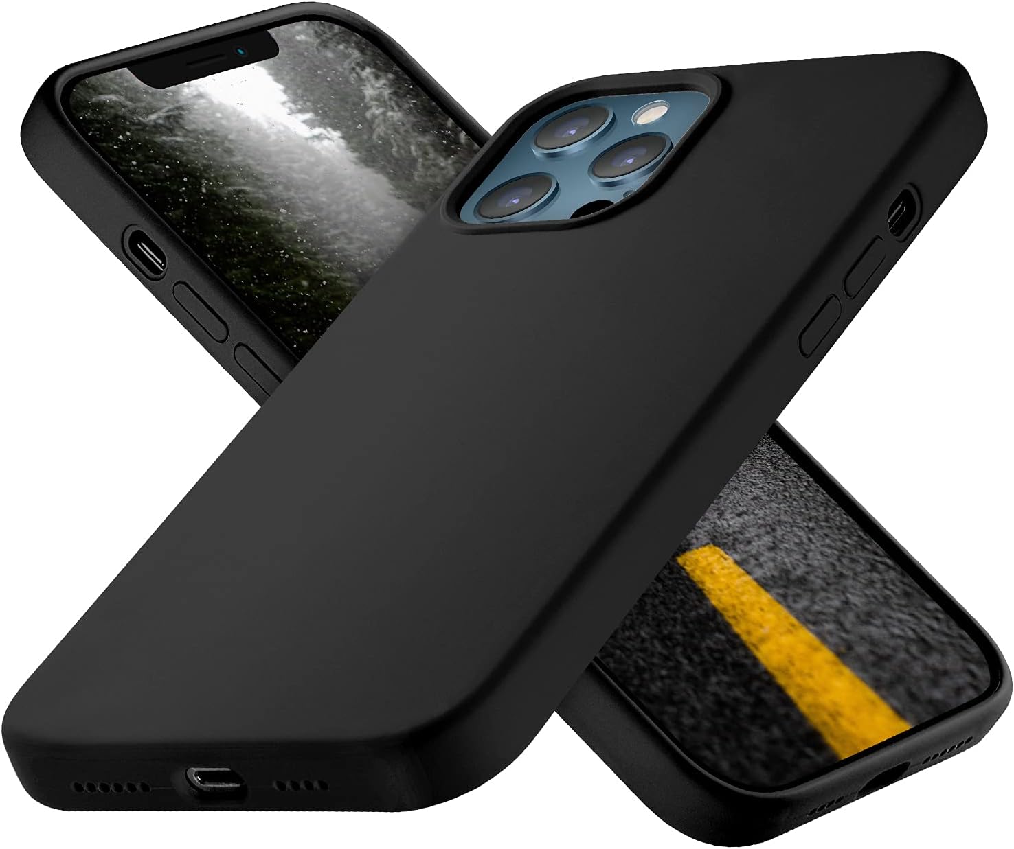 OXWALLEN for iPhone 13 Pro Max Case 6.7 inches 2021, Soft Touch Silicone Slim fit Shockproof Phone Cases Cover with Enough Grip [Protective Velvet Lining], Black