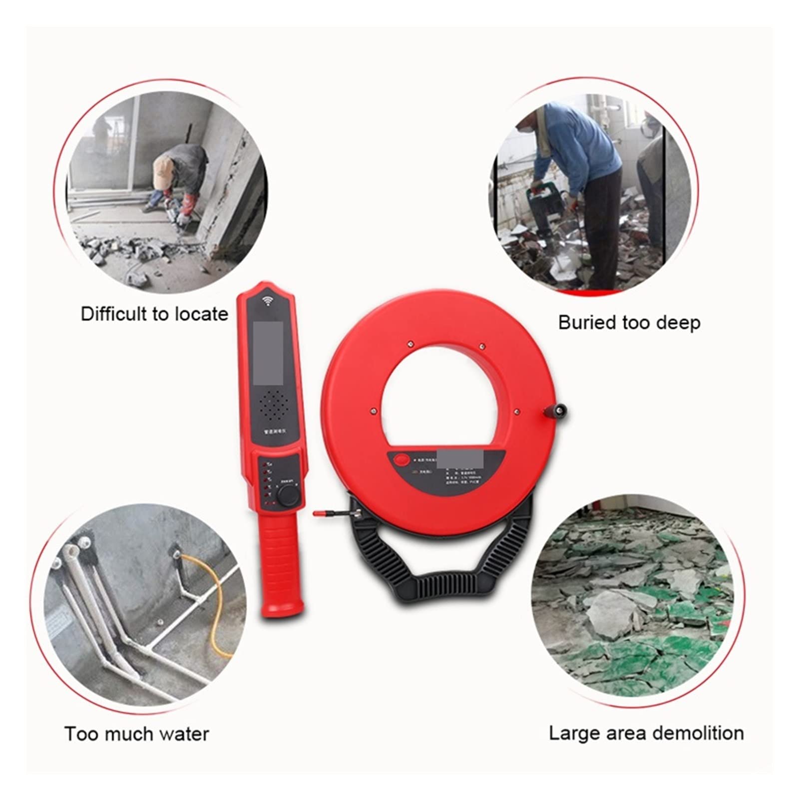 Detector de Pared, Detector de bloqueo, buscador de tuberías de hierro de PVC, escáner de pared, instrumentos eléctricos impermeables(30m)