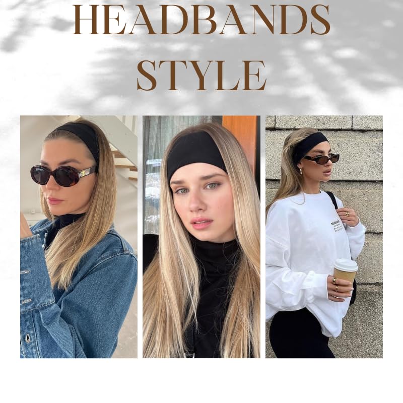 Headbands for Women 3PCS Non Slip Sports Headband Soft Cotton Stretchy Headbands Hair Accessories thumbnail