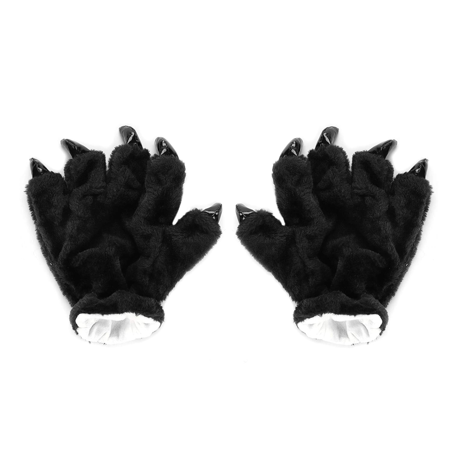 Halloween Wolf Claw Dinosaur Paw Novelty Animal Hairy Hands Scary Costume Handwear Winter Warm Plush Gloves for Halloween Christmas Carnival Party Fancy Dress Cosplay - Image 3