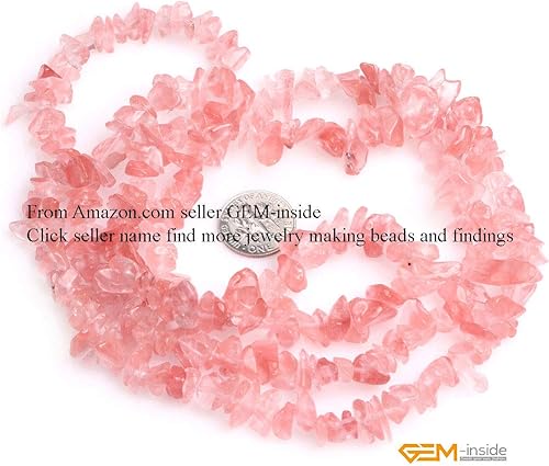 Miniatura 3 de GEM-Inside - Cuentas de cristal de cereza natural de 0.276-0.315 in, cuentas sueltas de piedras preciosas de 34 pulgadas, accesorios de hilo de 34