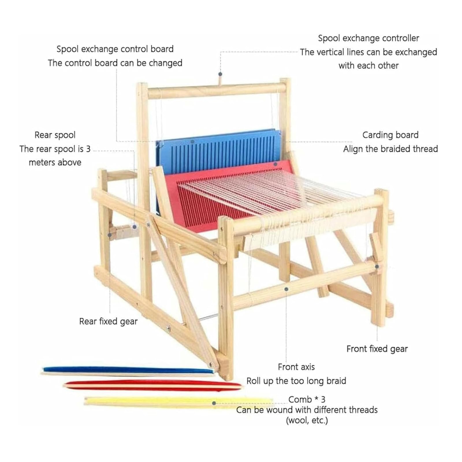 MObyat Tisch-Webstuhl-Set Aus Holz, DIY-Handstrick-Webmaschine, Erhältlich In Verschiedenen Größen, Einstellbare Spannung Der Vertikalen Linien, Abgerundete Und Glatte Abgeschrägte Kanten