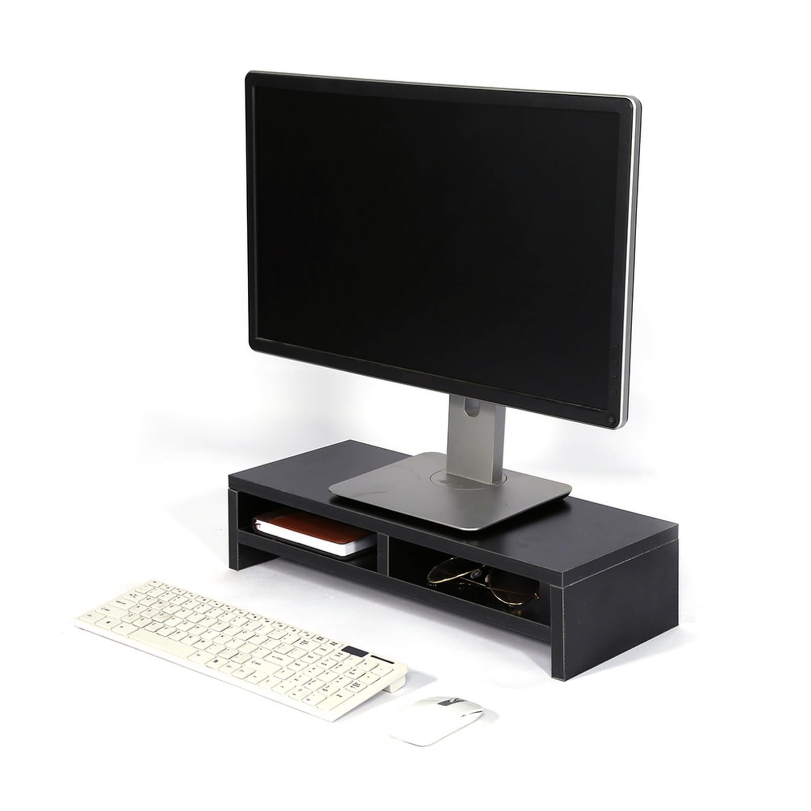 Annadue Supporto per Monitor Computer, Scaffale da Tavolo a 2 Livelli, per | Robusto rialzo per schermo in legno con ripiano portaoggetti, per scrivania da ufficio e spazio di lavoro domestico
