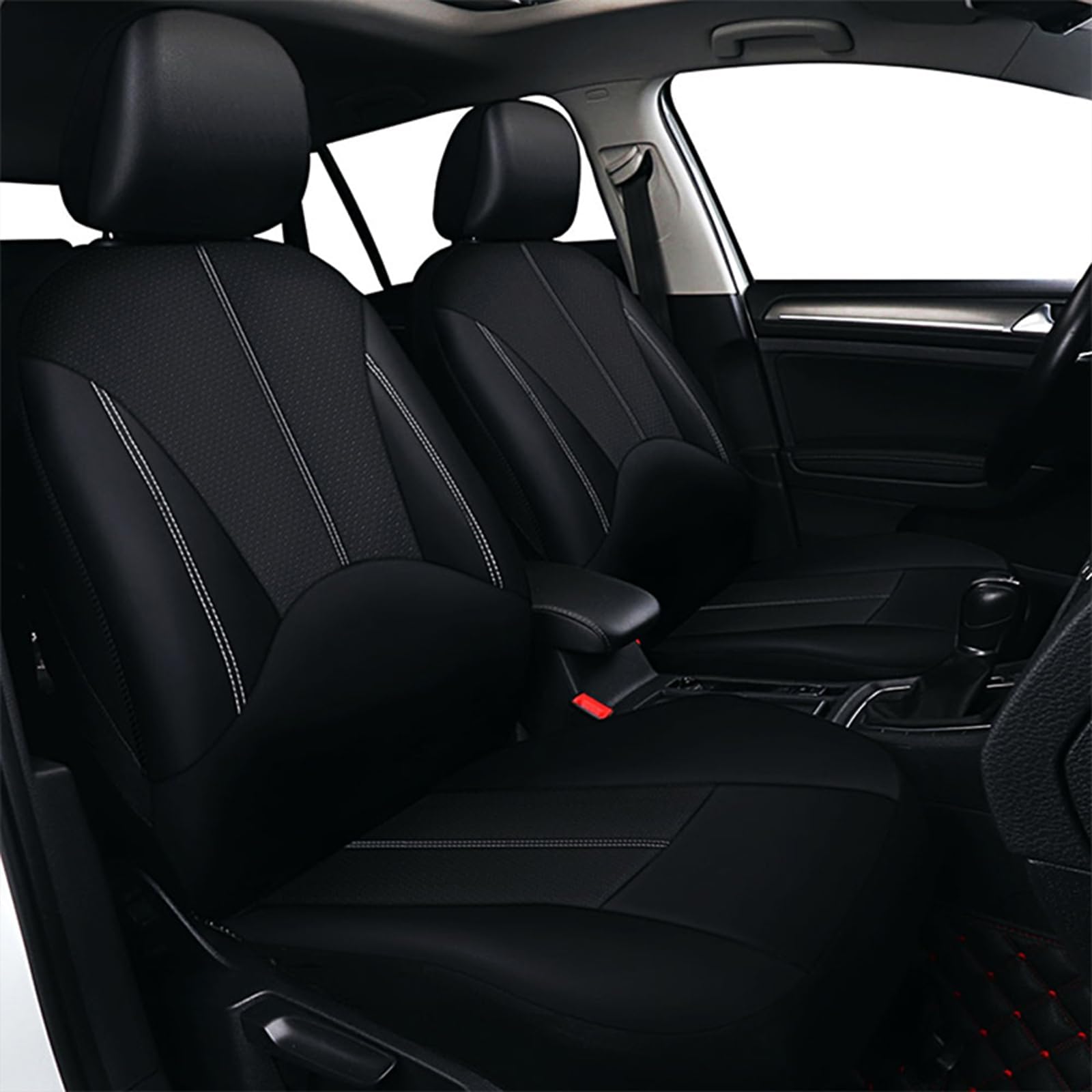 ARLRICH Universal Leather Car Seat Cover for Front & Back Spilt Bench Waterproof & Soft Seat Protector Full Sets for Cars SUVS Sedan Automotive Interior Covers with Composite Sponge (Black)