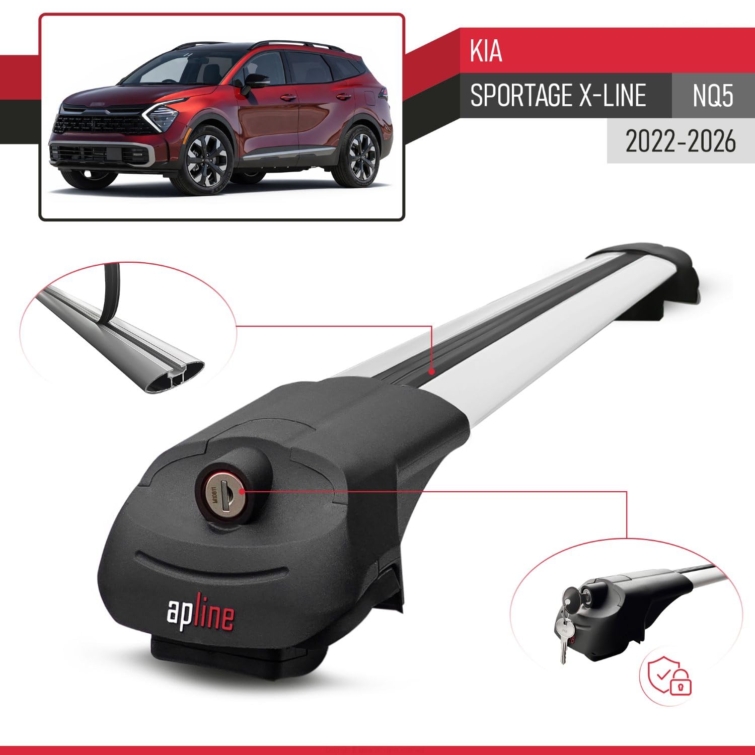 Kompatybilny z Kia Sportage 2023-2026 ACE-1 Relingträger Dachträger Auto Bagażnik Aluminium Szary 2 pręty