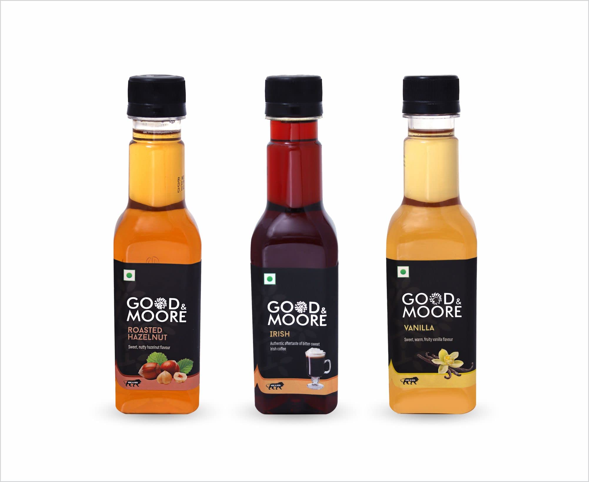GOOD&MOORE Combo of 3 | Roasted Hazelnut, Irish, Vanilla | For Coffee, Milkshake, Frappe, Cold-coffee, Pancakes and more | Concentrated Syrup | Premium Syrup | (250ml x 3) (B0BR5TNZ69) Amazon Price History, Amazon Price Tracker