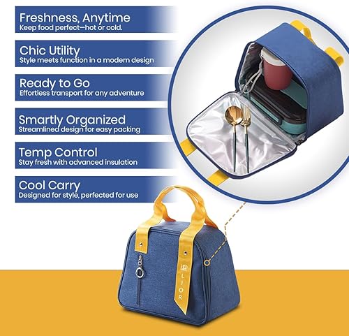 Miniatura 6 de Lior Amplia bolsa térmica para el almuerzo para mujeres y hombres, a prueba de fugas, para el trabajo, viajes y oficina, lonchera térmica para