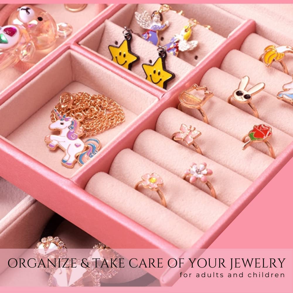 3 Tier Jewelry Box + Mini Travel Jewelry Box Removable Lockable Jewelry  Organizer with Mirror Faux Leather Jewelry Box for Earrings Necklace Stud  ...