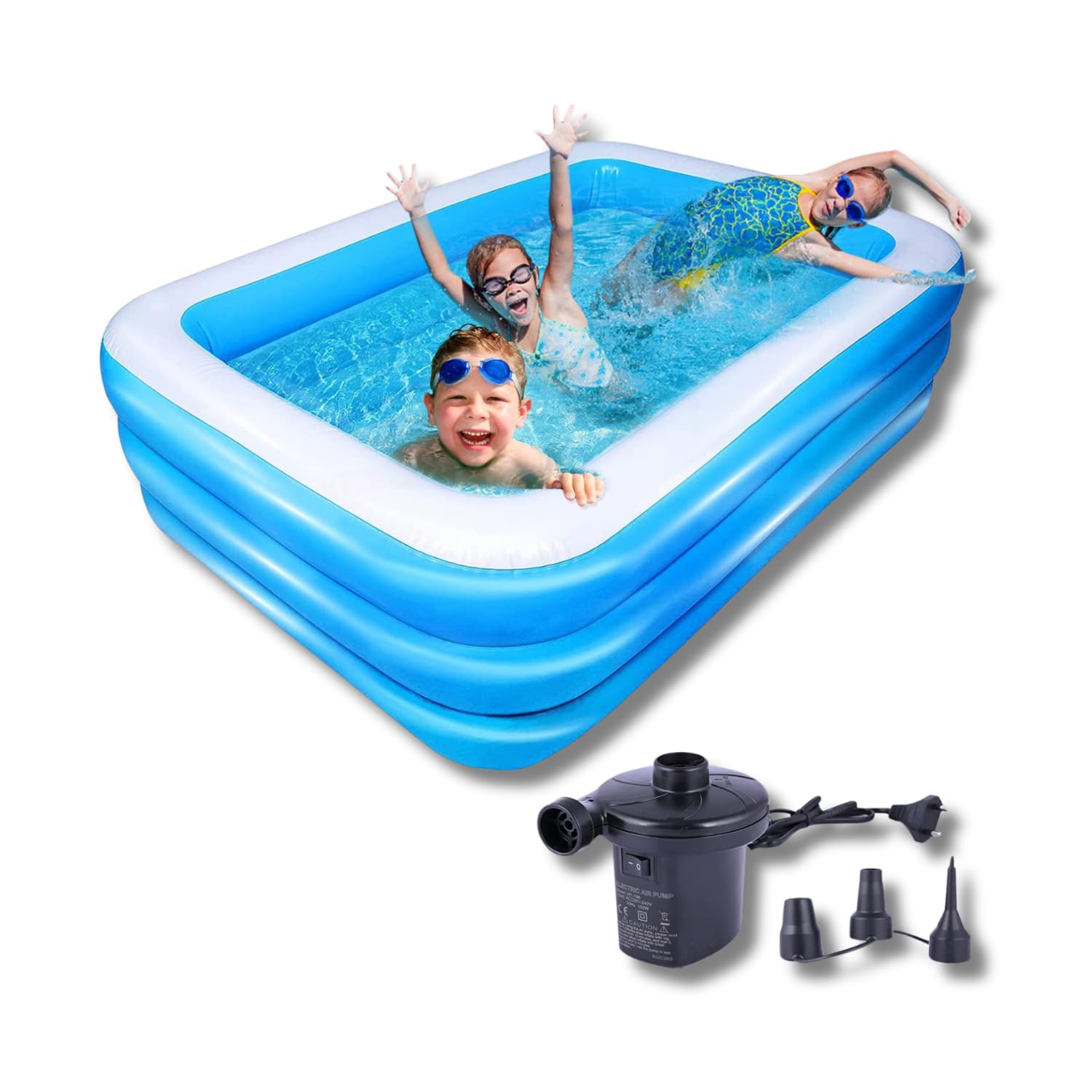 Rectangular Inflatable Swimming Pool Bathtub – Soft Material Adult Spa Tub with Electric Pump for Outdoor Garden Parties (8.5 Feet)-image-36