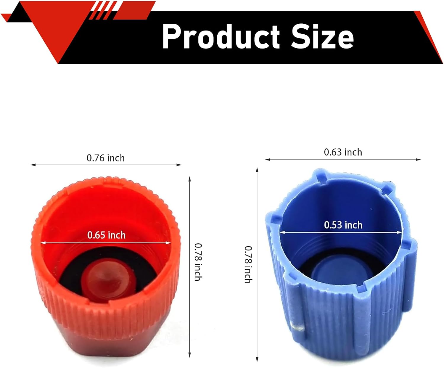 10 PCS R134a AC High & Low Pressure Port Caps, High-temperature Resistant Rust-proof AC Charging Port Caps, Plastic Repair Valve Protective Covers with Rubber Seal, for R134a Cars (Blue & Red)