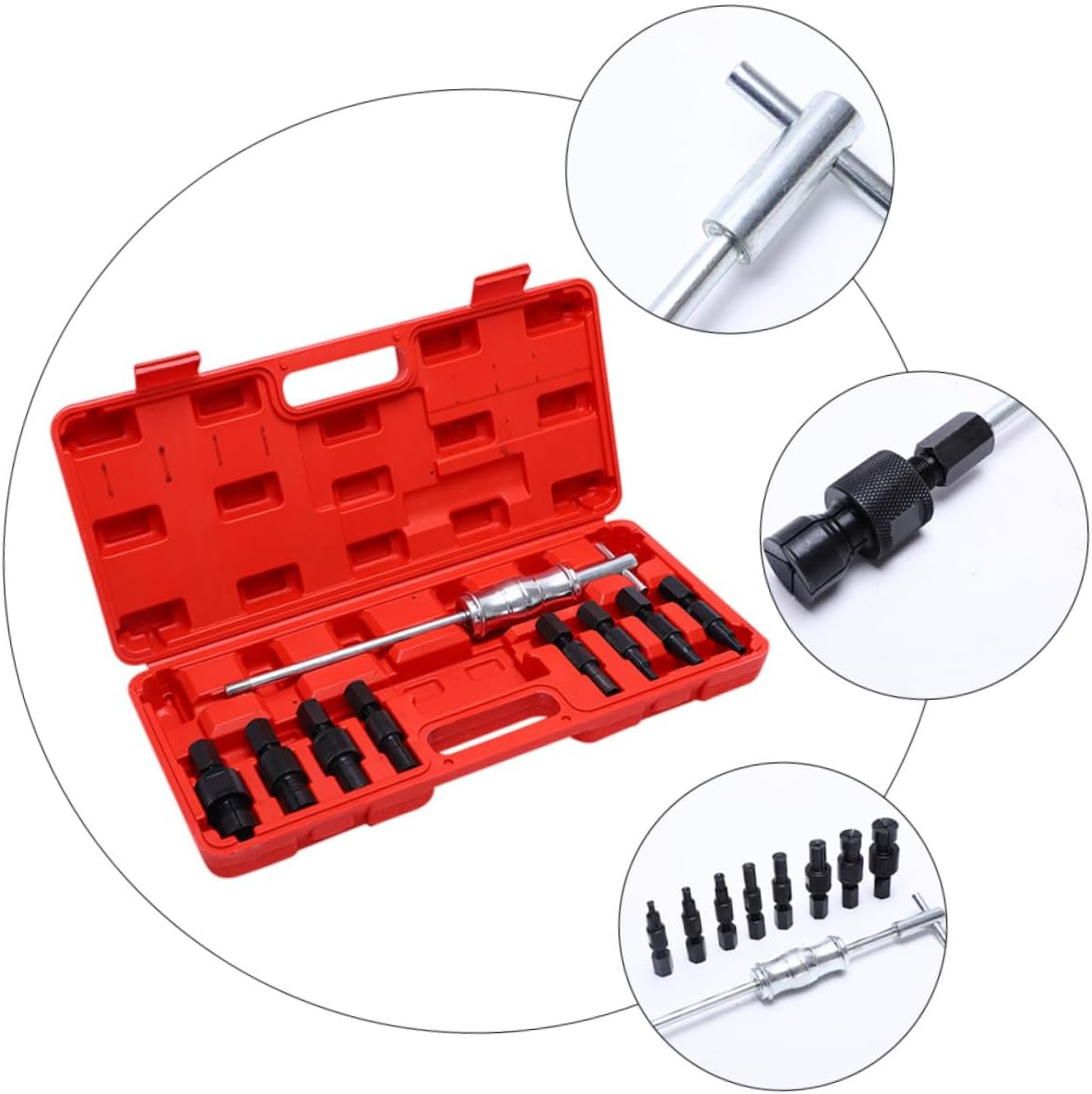 Unomor 9pcs Steel Inner Bearing Puller Set with Slide Hammer, Inner Hole Remover Tool for Auto Repair and Bearing Extraction