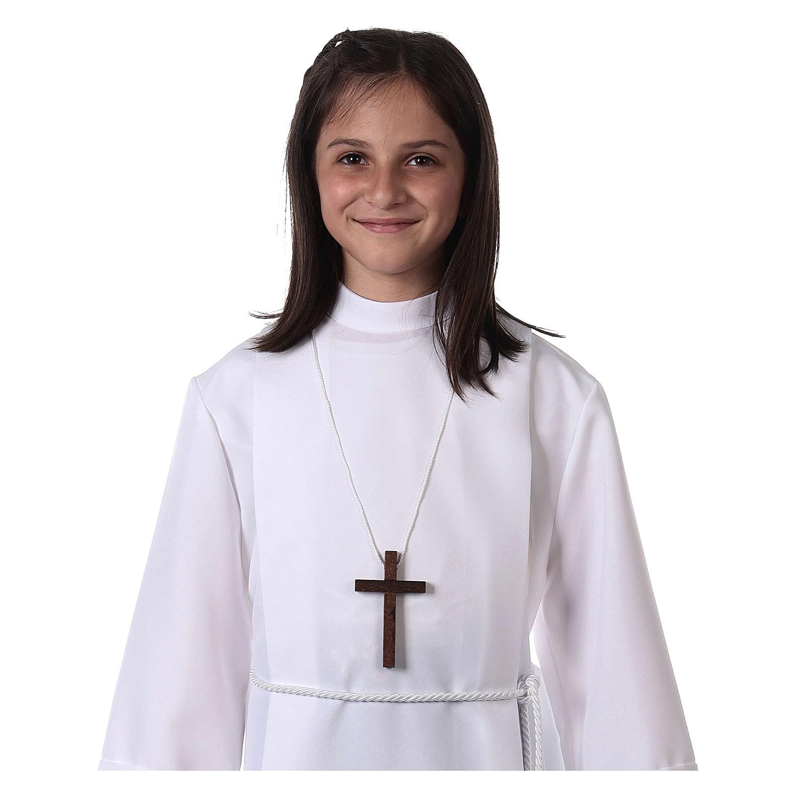 Holyart Abiti Prima Comunione: Abito Prima Comunione Poliestere Due piegoni Colletto Alto
