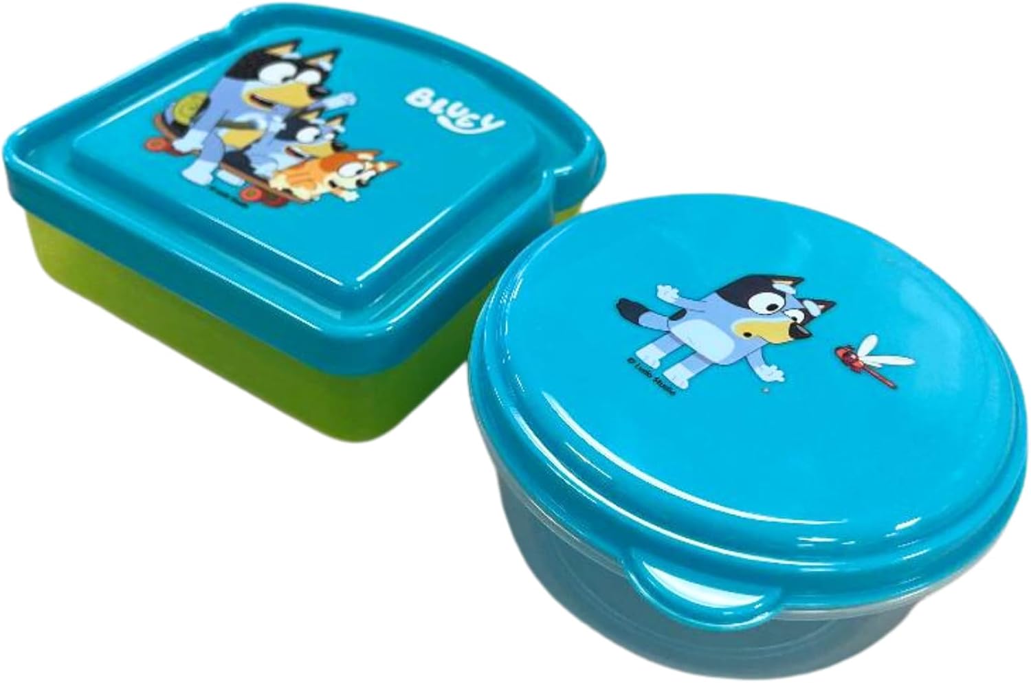 Greenbrier International, Inc. Bluey Lunch Box 2 Piece Set Kit - Includes 1 Reusable Sandwich Container and 1 Snack Bowl Kids Lunch Box Travel To Go Food - BPA Free