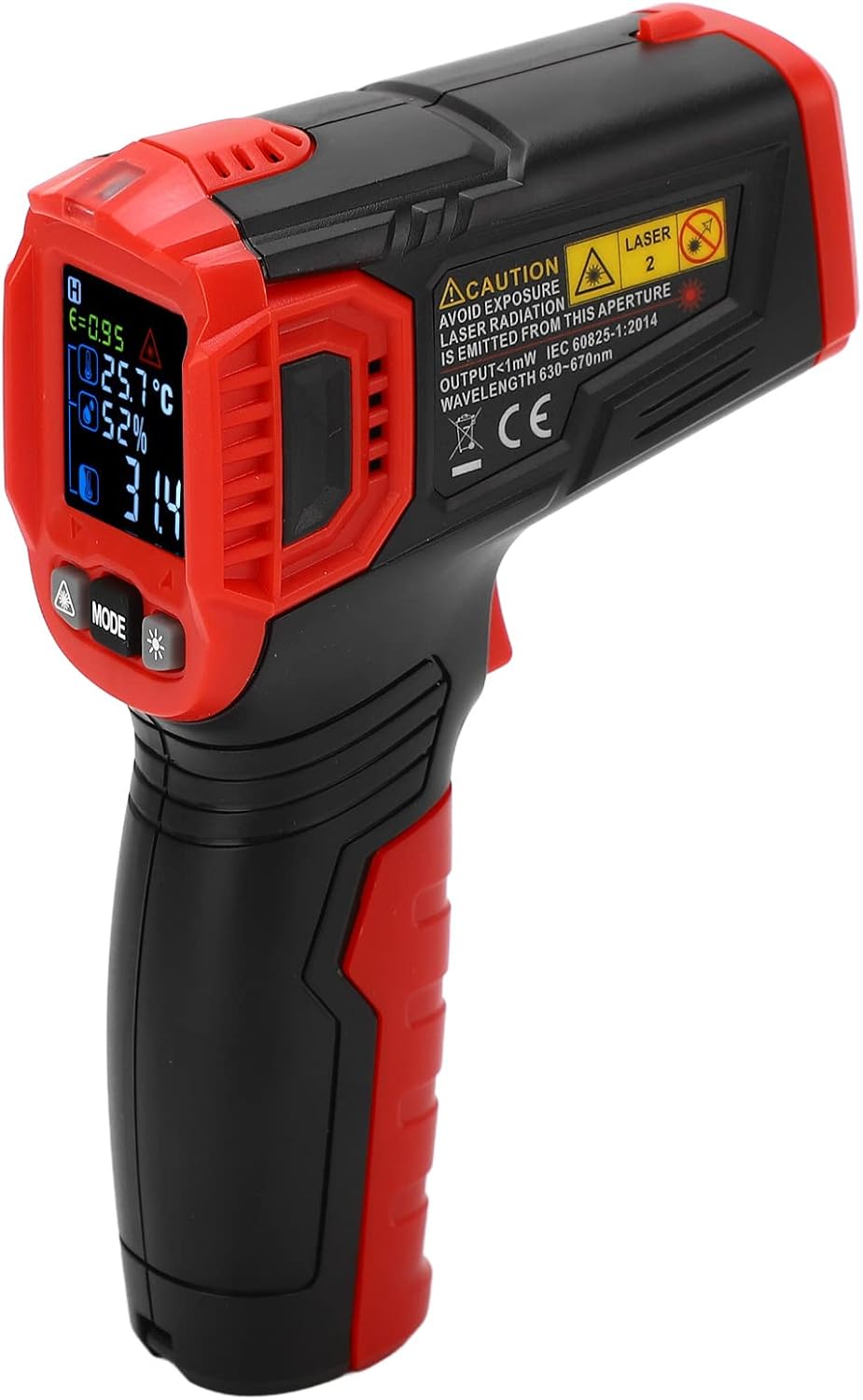 Color LCD Screen, Digital Infrared Thermometer with Sound and Light Alarm, Non Conta ct Temperature Measurement for Industrial and Cooking