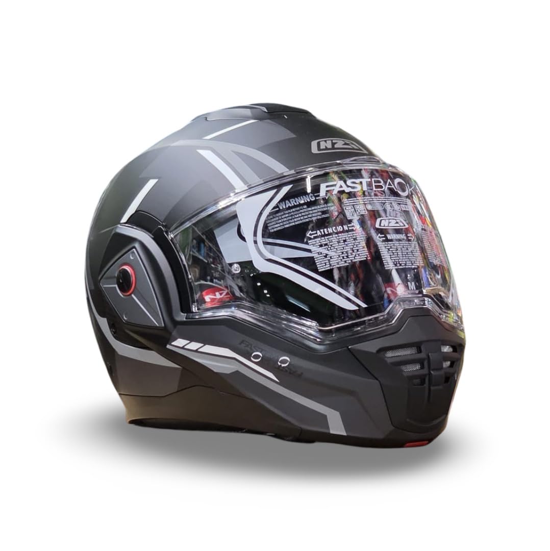 NZI Casco Modular NZI Fastback Shadow Duo 180º Negro Mate Gris Abatible con Visor Solar - Unisex Hombre y Mujer - Homologado P/J ECE 22.06 Talla M