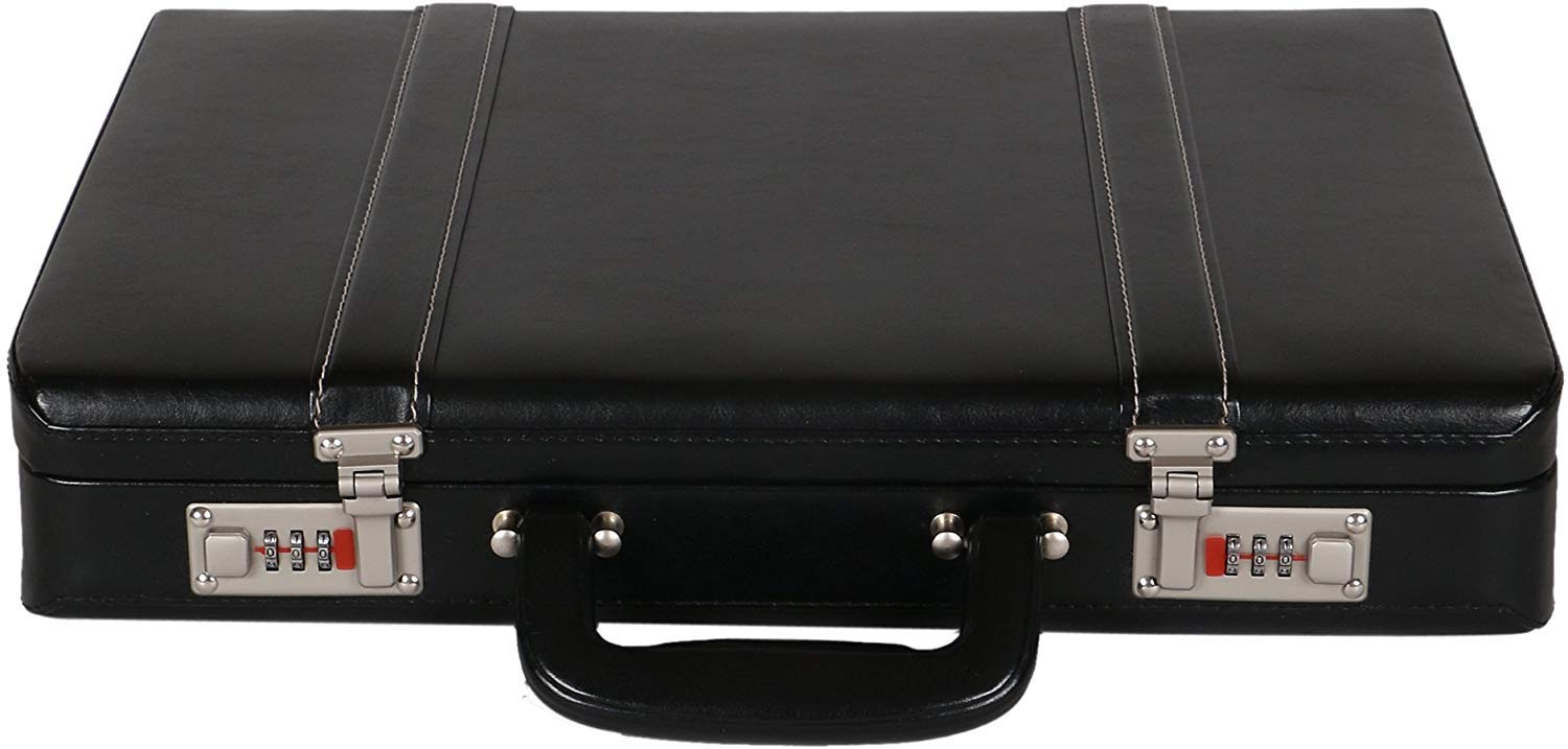 Faux Leather Briefcase Laptop Compartment Expandable Features High-Security Combo Number Lock Briefcase Bag for Men