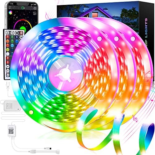 QZYL LED Lights for Bedroom 200 FT, Music Sync Dimmable LED Lights, Ultra Long Smart LED Light Strip with App Control IR Remote, 3 Rolls 5050 RGB LED Strip Lights for Party, Home Decoration