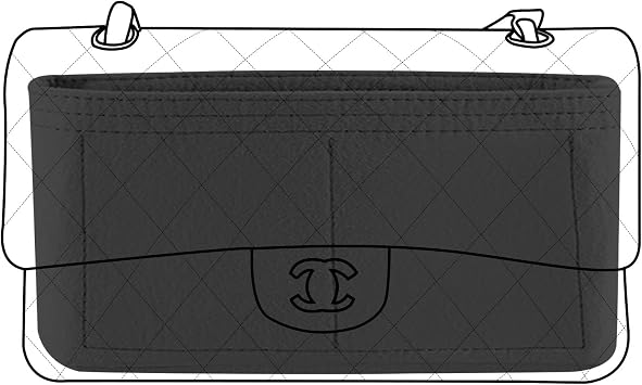 Lckaey Bag Organizer for Chanel bag Classic Flap cf jumbo bag Purse Insert - Handbag Felt Insert Y069black-M