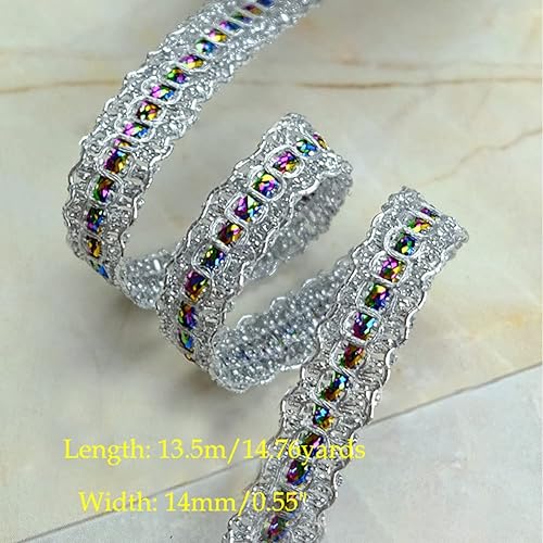 Miniatura 2 de 14.5 yardas de trenza metálica bordada de cinta metálica para recortar apliques de cortina de costura para disfraz, suministros para manualidades