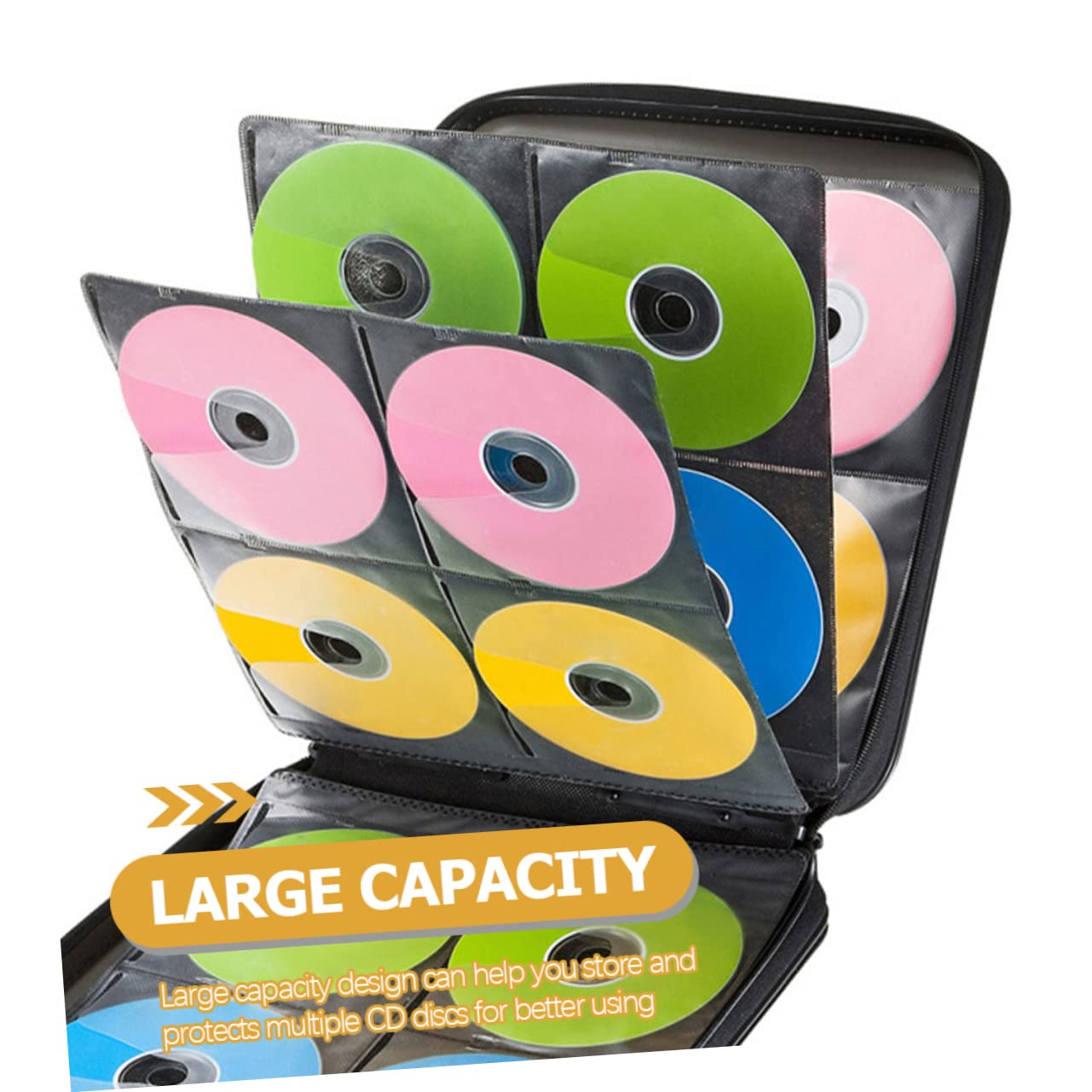 Porta CD in Plastica Cerniera Custodia Portatile per Dischi Contenitore per Dvd Maniglia per Trasporto Facile e Protezione da Graffi