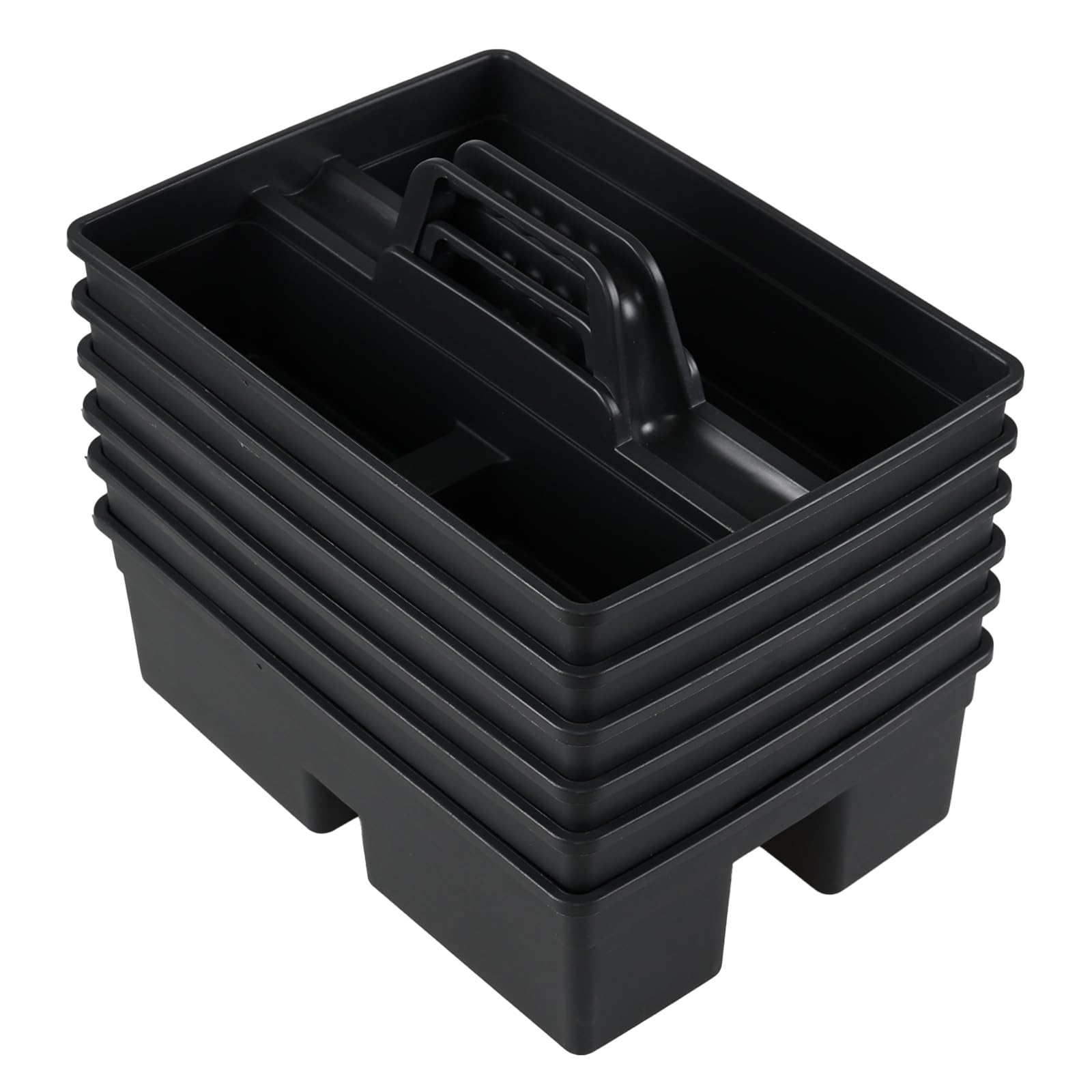 Asking 6 Pack Plastic Cleaning Caddy Organizer with Handle, Plastic Carry Caddy for Cleaning Supplies, Gray