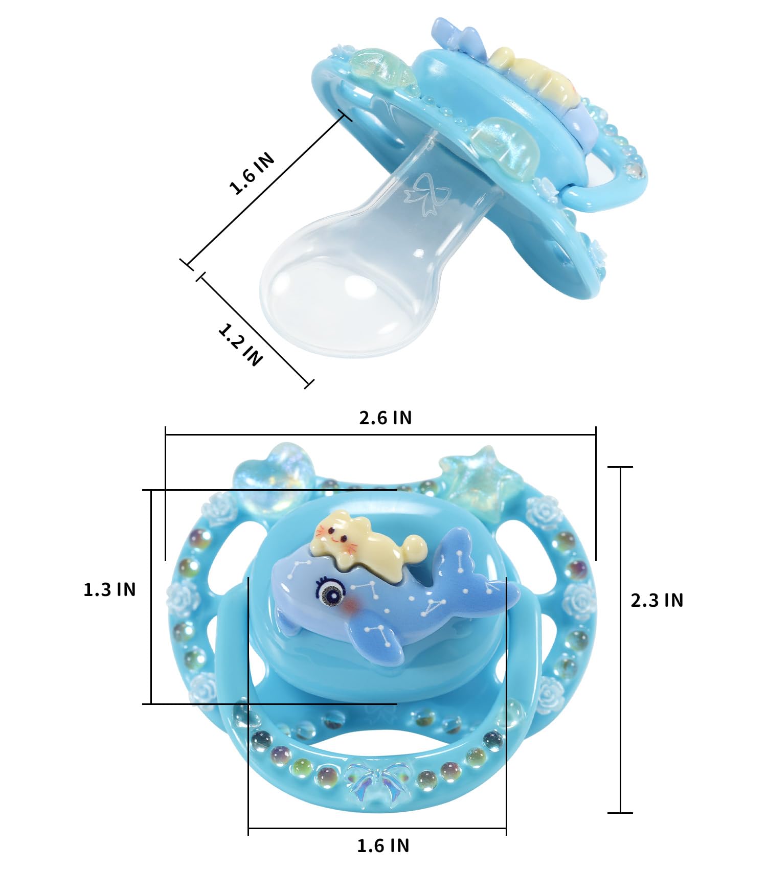 CutiePlusU Adult-Size Pacifier Dummy for Adults DIY Handmade Large Shield - Blue Little Whale Rider - Image 4