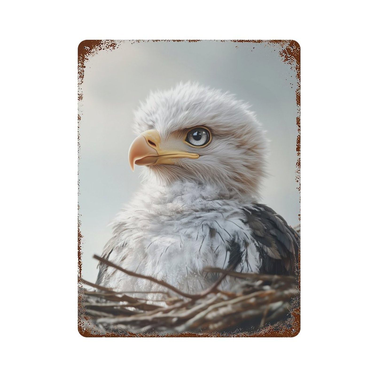 Baby Eagle Portrait Decorative Tin Sign 15.7"x11.8", for Bistro, Counter And Cafe Decor, Retro Wall Decor