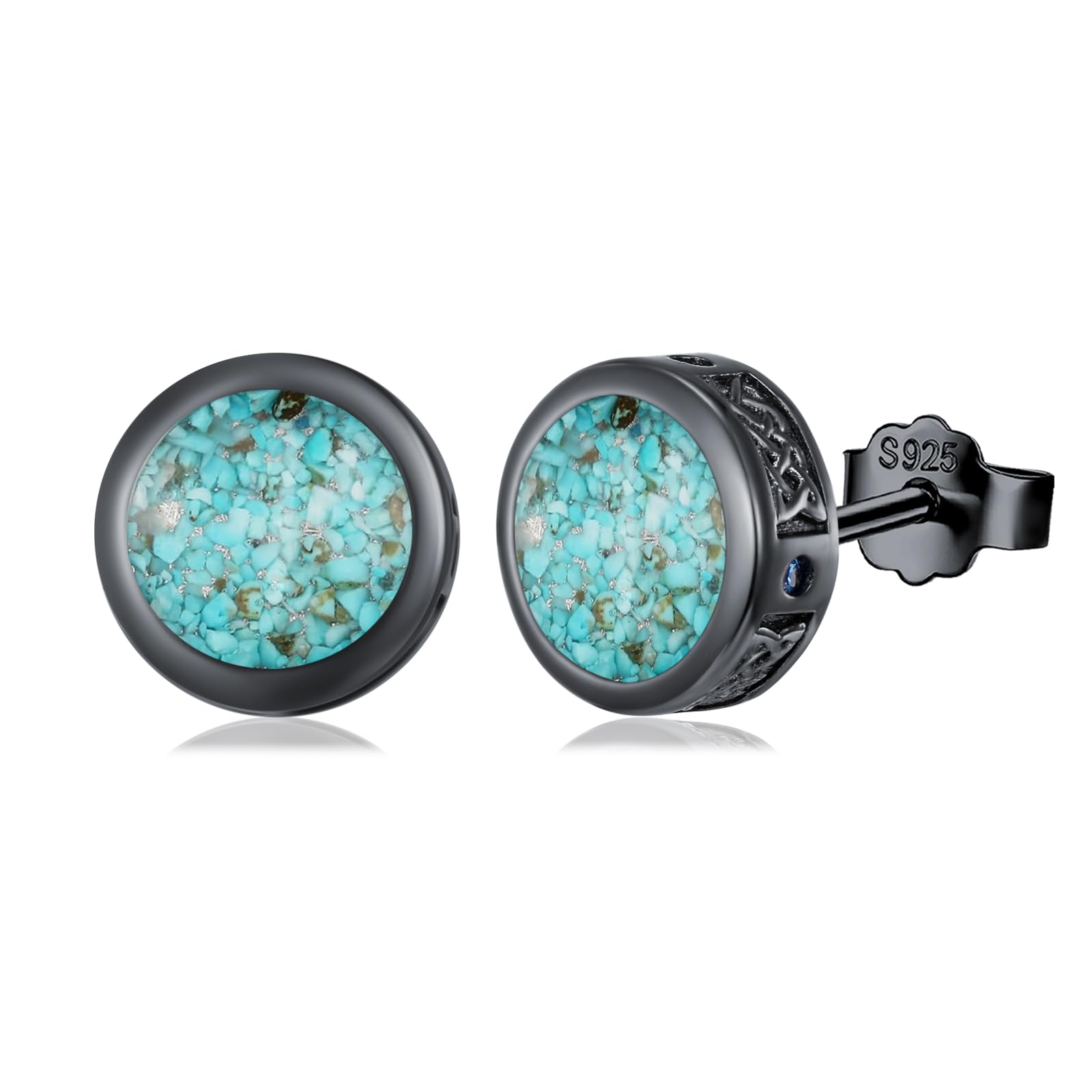 PARYFO Men's Viking Earrings S925 Sterling Silver Celtic Knot Stud Earrings Iced Out Cz Blue Cubic Zirconia with Celtic Knot Stylish Hip Hop Street-Wear/Punk Look for Men Women-Crushed Turquoise