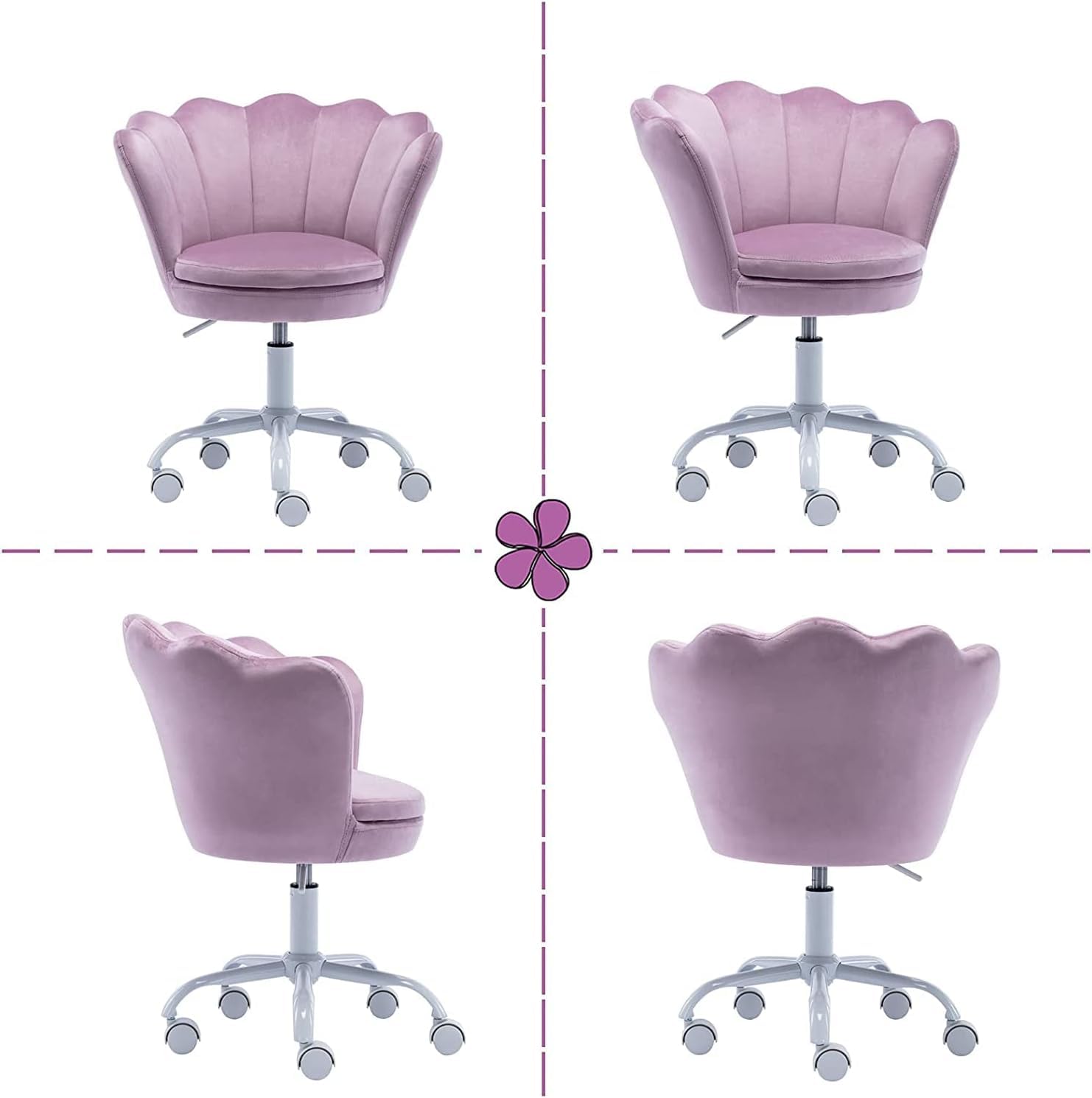 chairus Chaise de Bureau Enfant pour Chambre avec Coussin Confortable, Chaise pour Enfant avec Pied Pivotant (Violet)