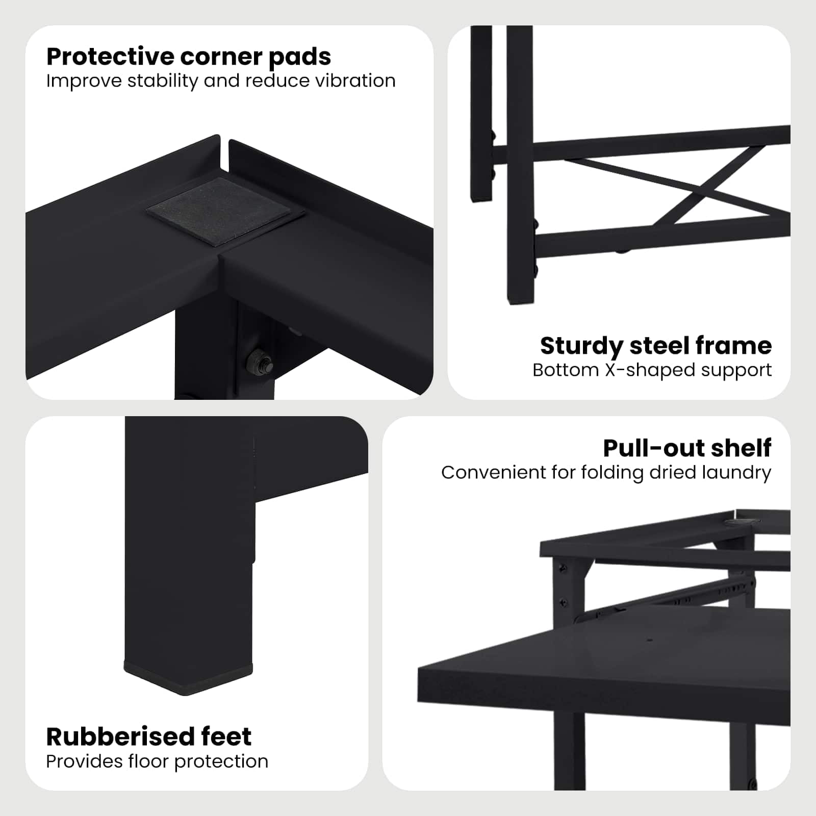 vidaXL Socle pour Machine à Laver 2 pcs Noir 120 x 56 x 52 cm Acier, Support de Machine à Laver Moderne, Ergonomique, rehausseur pour appareils, Accessoire Pratique de Nettoyage