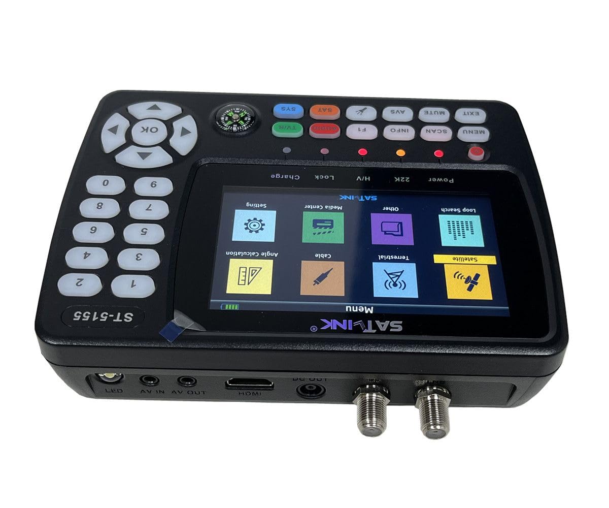 ST-5155 Misuratore di segnale via cavo satellitare e terrestre DVB-S/S2/T/T2/C Misuratore combinato Supporto HD 1080P MPEG-2/4 H.264/H.265 (10 bit), QPSK, 8PSK, 16APSK, 32APSK