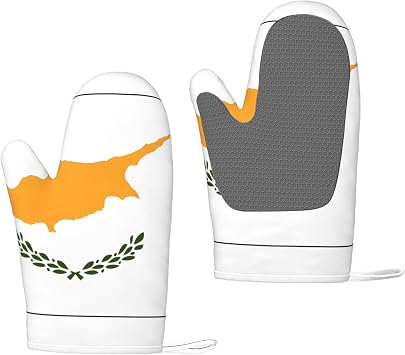 Flag of Cyprus Silicone Oven Mitts 2 Pack Thick Insulated for Baking Outdoor Grilling and Microwaving