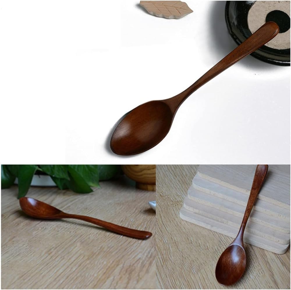 Dessert Spoon,Spoon Wooden Spoon Bamboo Kitchen Cooking Utensil Tool Soup Teaspoon Catering For Kitchen Wooden Spoon -A