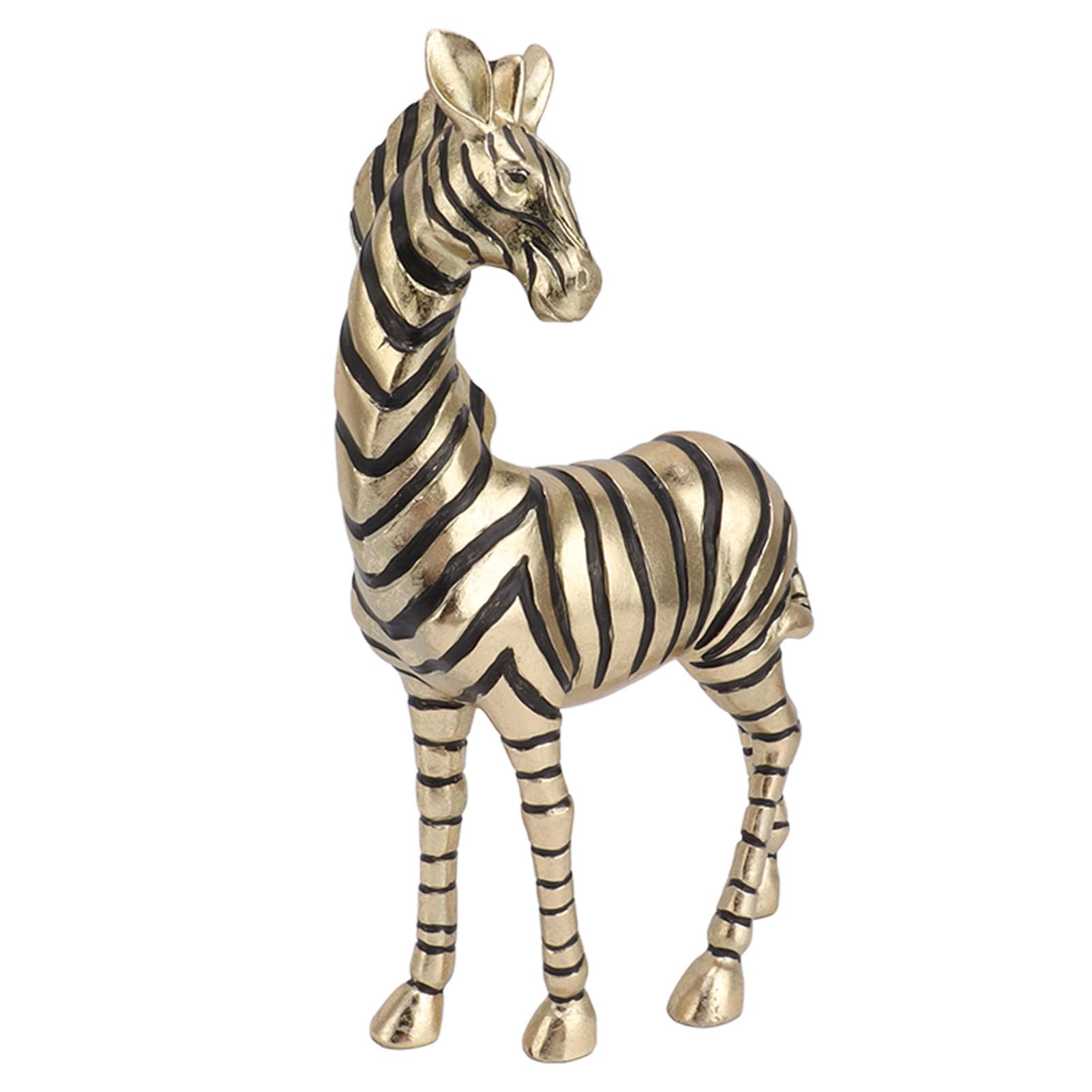 MOUMOUTEN Zebra Sculpture, Golden Resin Zebra Statues, Simulated Animal Wildlife Zebra Tabletop Ornaments, for Bedroom Bookshelf Living Room Office Entryway Desktop