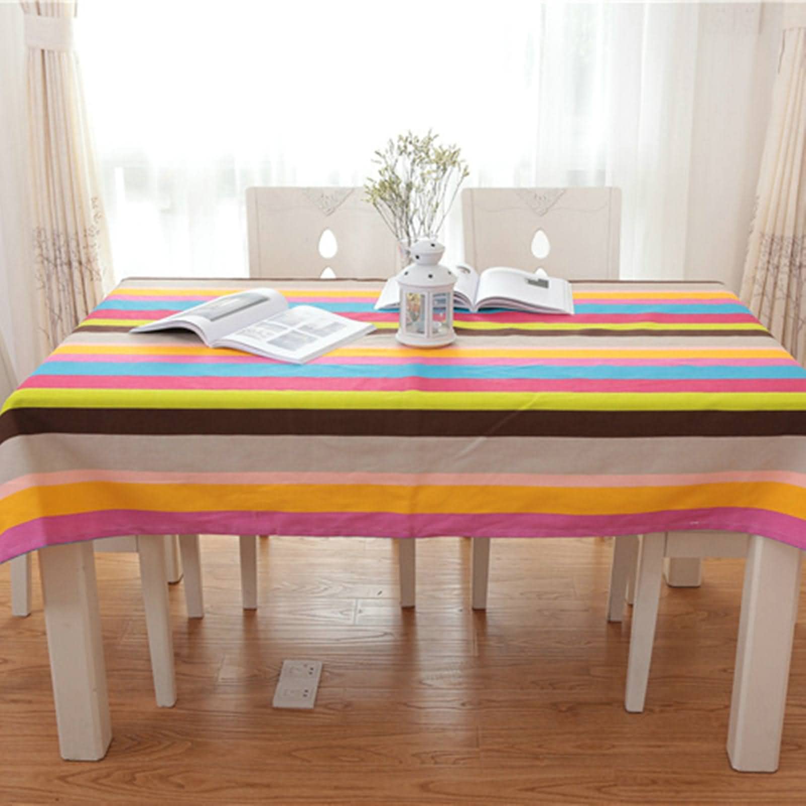 Tovaglia Quadrata Arcobaleno VVA: Antimacchia E Resistente In Poliestere Lavabile (178 Cm) - Perfetta Per Cucina, Esterni Ed Eventi