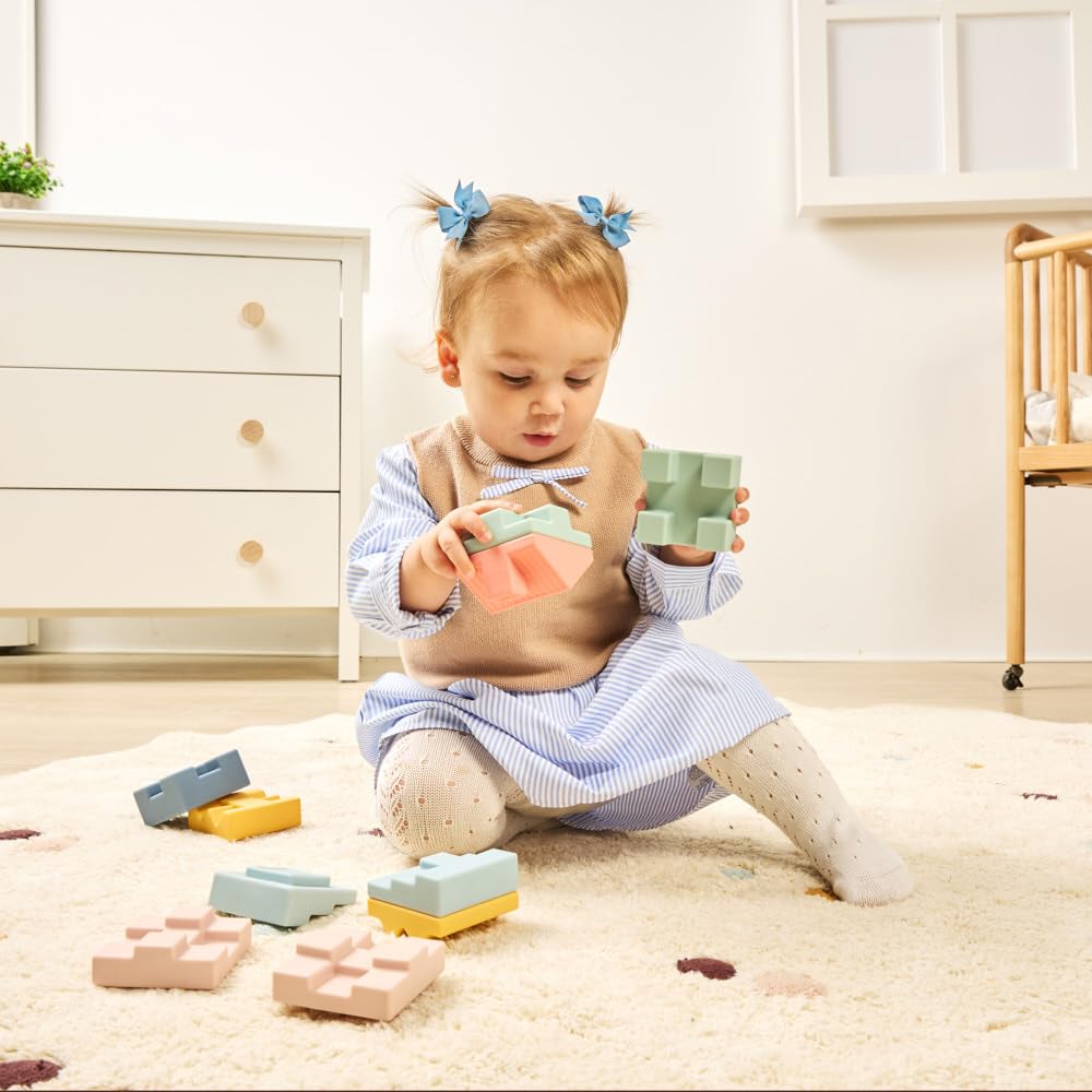 MINILAND, Soft Towering Blocks: Set of Soft Blocks for Stacking and Fitting Together Stimulates Motor Skills and Creativity - Image 3