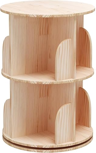 Miniatura 9 de Estantería giratoria, 360 exhibiciones de 5 niveles, estante de almacenamiento para niños y adultos, organizador estrecho de madera para dormitorio,
