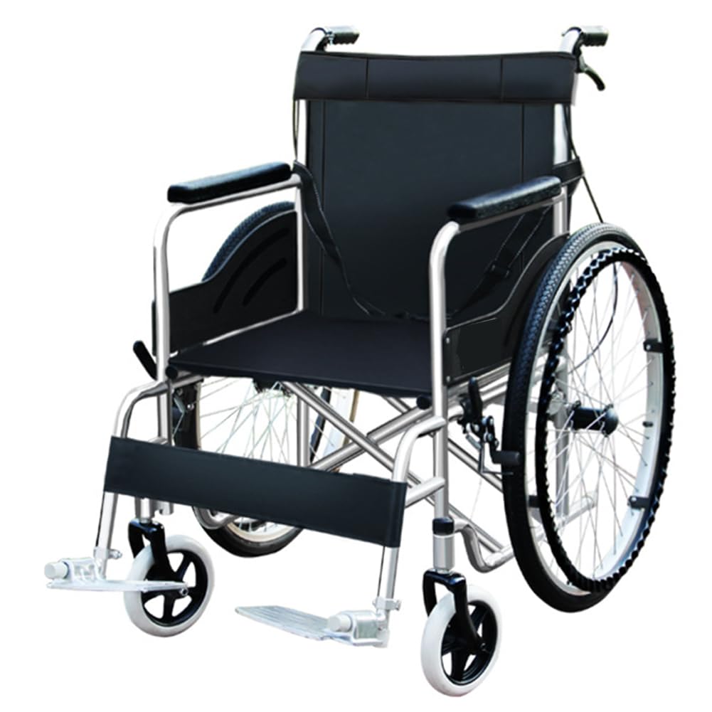 Sedile Ergonomico Per Sedia A Rotelle - Con Freno A Mano, Sedia A Rotelle Per Trasporto Su Tutti I Terreni, Adatta Ad Adulti E Anziani, Supporto Per Ruota Posteriore Da 24 Pollici,Inflatable